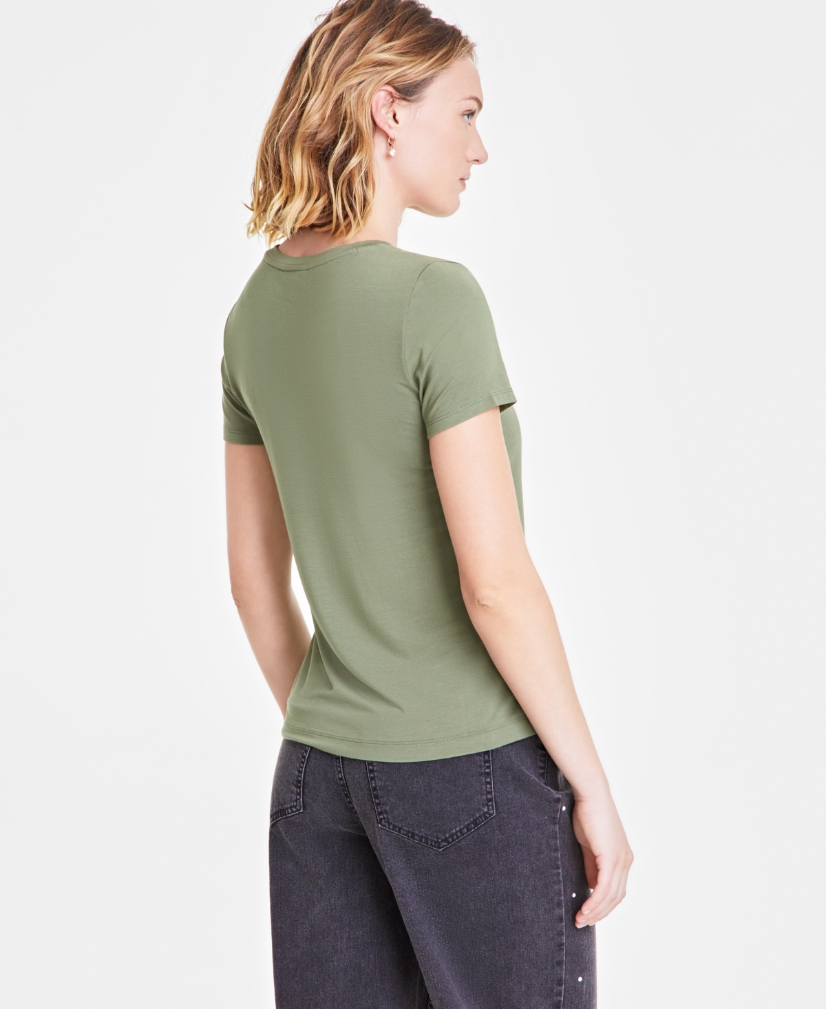 On 34th Women's Short-sleeve Crewneck Modal T-shirt, Created For Macy's In Olivine