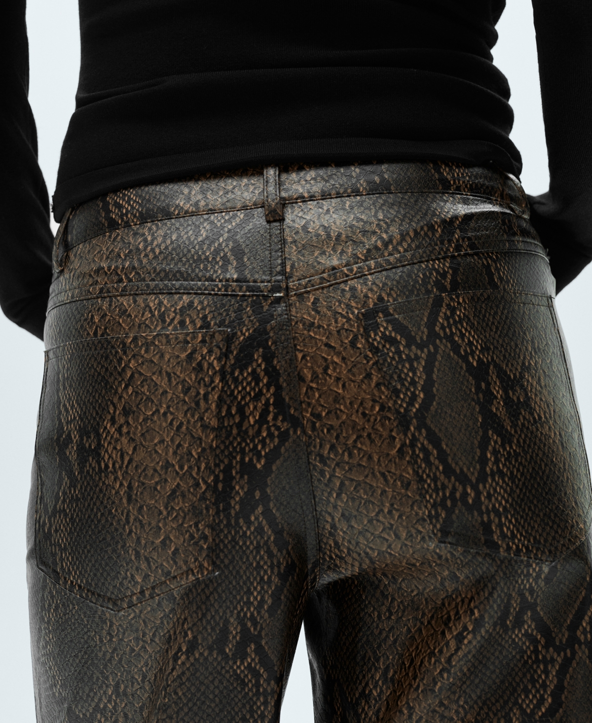 Shop Mango Women's Straight Snakeskin-effect Pants In Beige
