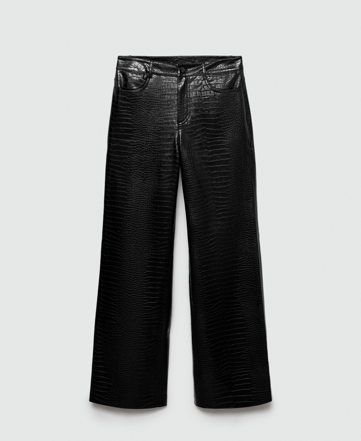 Mango Women's Straight Snakeskin-effect Pants In Black