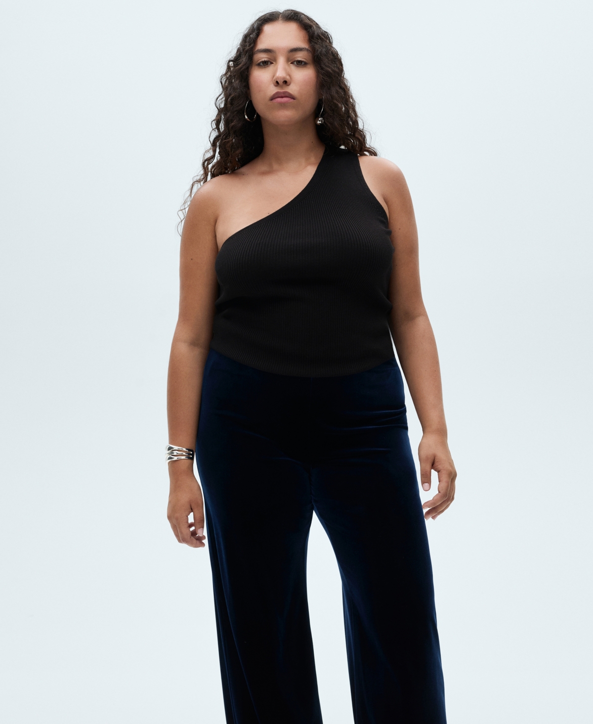 Mango Women's Velvet Wide Leg Pants