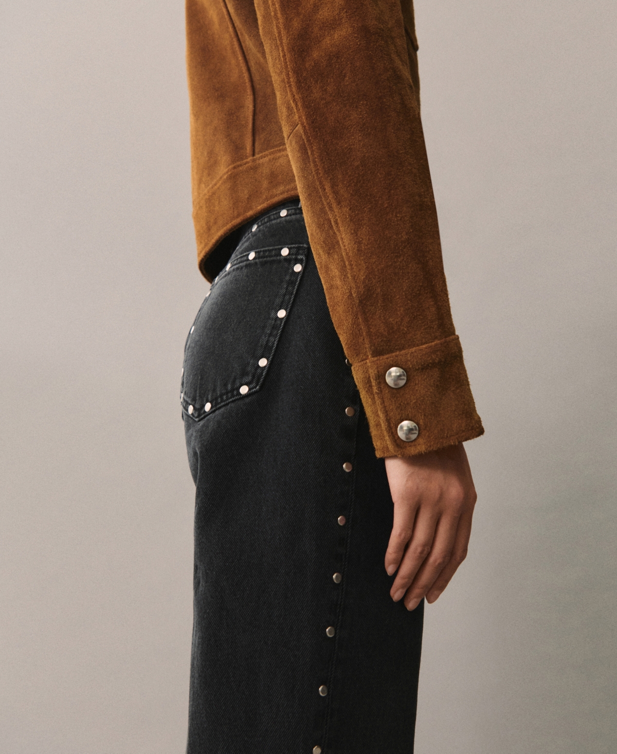 Mango Women's Studs Detail Straight-Fit Jeans