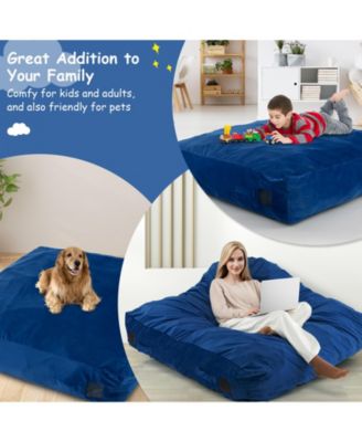 57 x 57 Inch Crash Pad Sensory Mat with Foam Blocks and Washable Velvet Cover