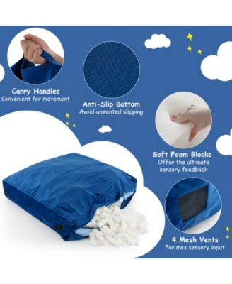 57 x 57 Inch Crash Pad Sensory Mat with Foam Blocks and Washable Velvet Cover