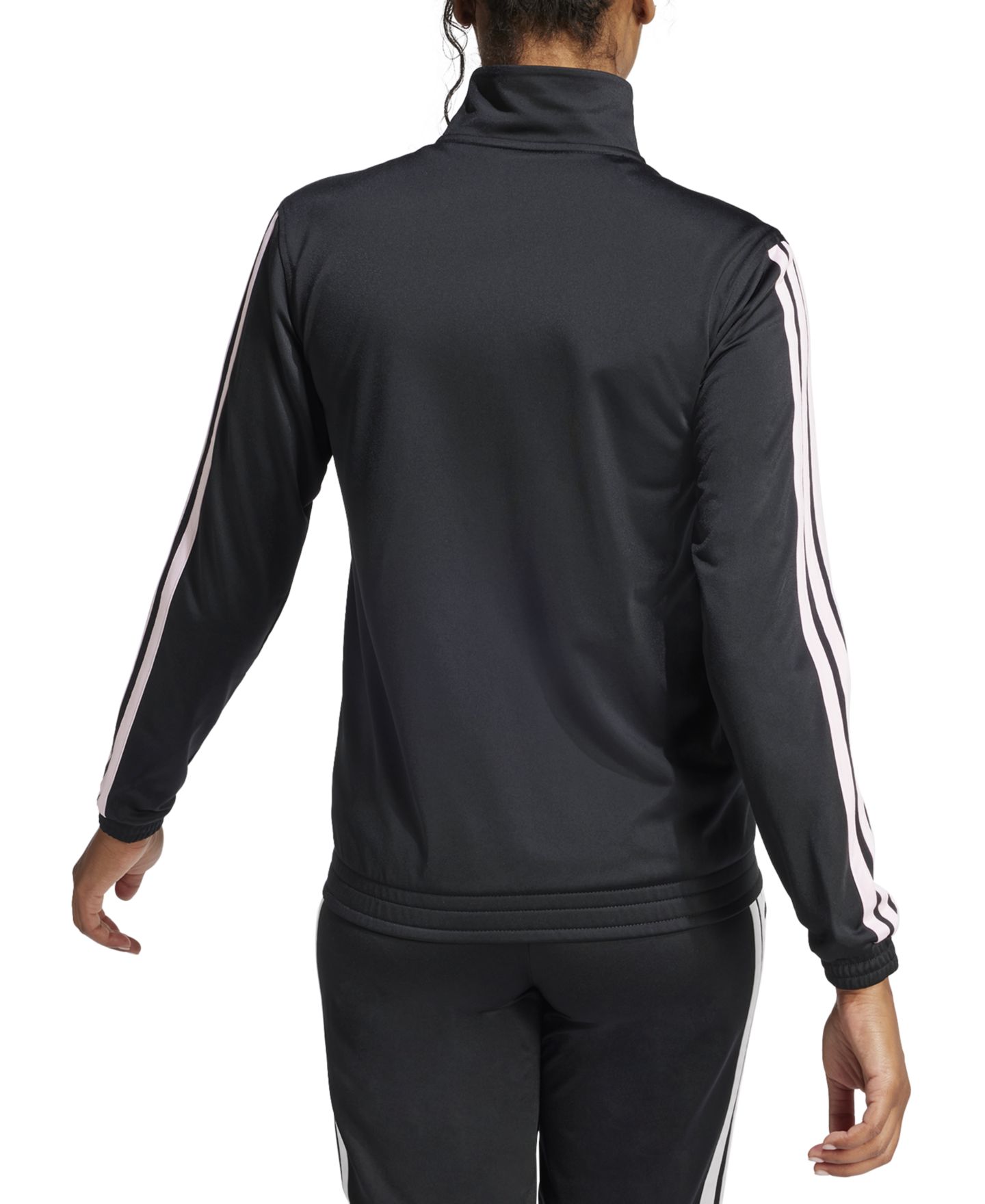Женская куртка adidas Tricot 3-Stripes Track Jacket, цвет: Чёрный / Прозрачный розовый — фото 4