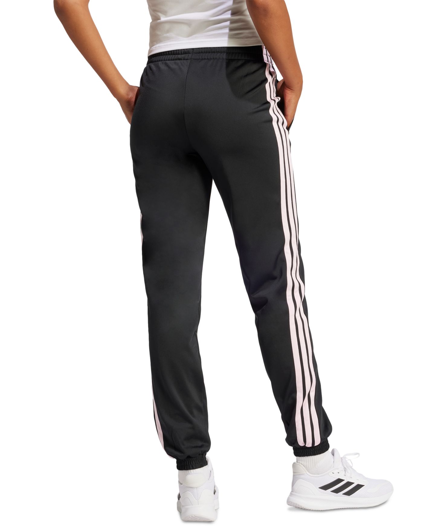 Женские брюки adidas Tricot 3-Stripes Track Pants, цвет: Чёрный / Прозрачный розовый — фото 4
