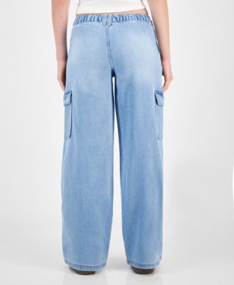 Juniors' Mid-Rise Wide-Leg Cargo Jeans