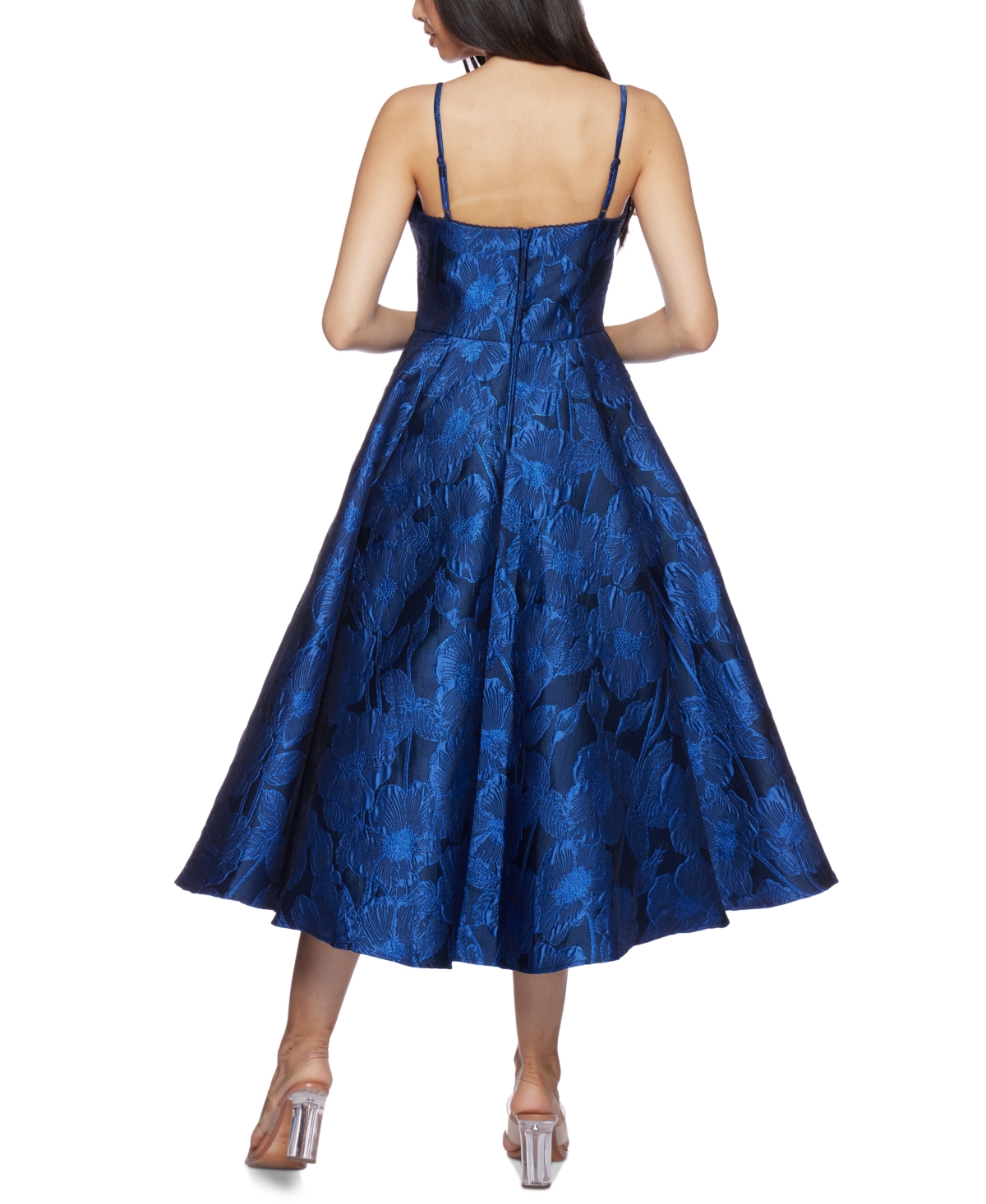 B Darlin Juniors' Sweetheart-Neck Jacquard Fit & Flare Dress -royal