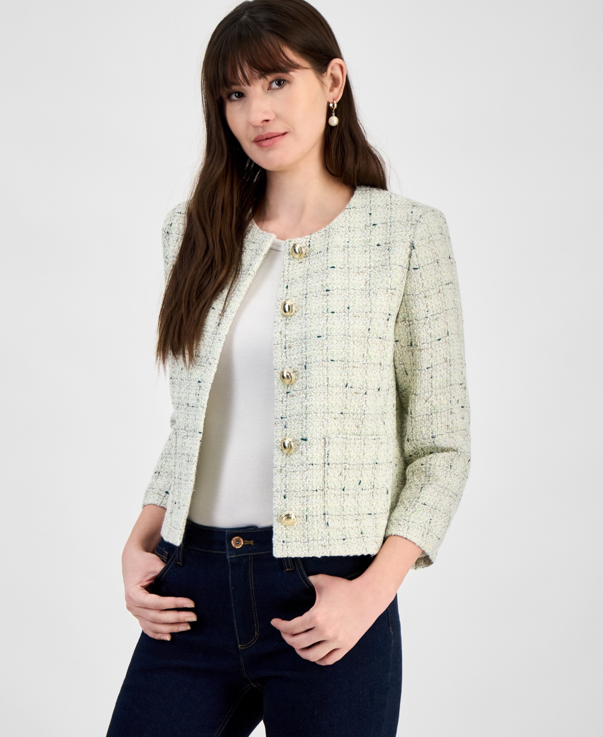 ANNE KLEIN WOMEN'S TWEED JACKET 