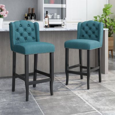 Set of 2,Fabric 31" Tufted Wingback Bar Stools,for Kitchen Island or Bar