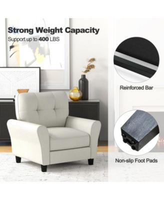 Modern Upholstered Accent Chair with Rubber Wood Legs