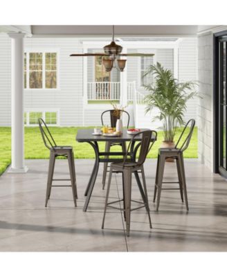 30 Inch Height Set of 4 High Back Metal Industrial Bar Stools