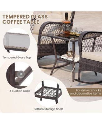 3 Pieces Rocking Bistro Set with 2-Tier Table