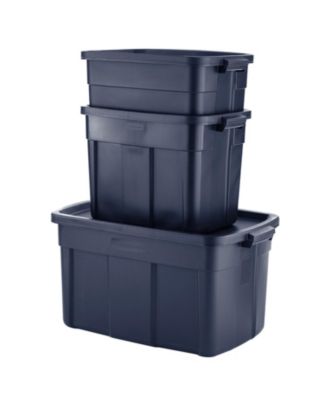 18 Gallon Stackable Storage Container, Dark Indigo Metallic (12 Pack)