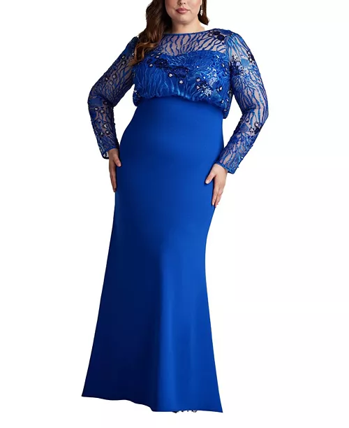 plus size garnet sequin embroidered blouson gown