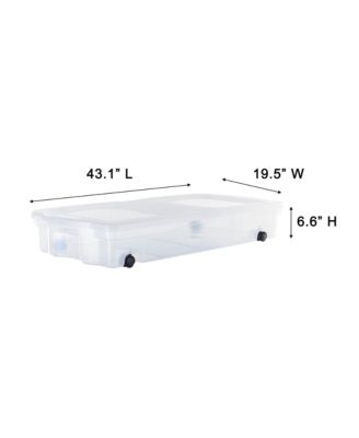 70 Qt Under Bed Wheeled Storage Boxes with Dual Hinged Lids (2 Pack)