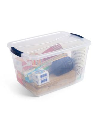 Cleverstore 32 Quart Plastic Storage Tote Container with Lid (6 Pack)