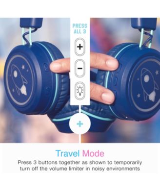 KidJamz KJ55BT Safe Listening Bluetooth Wireless Headphones for Kids w/ LED Lights
