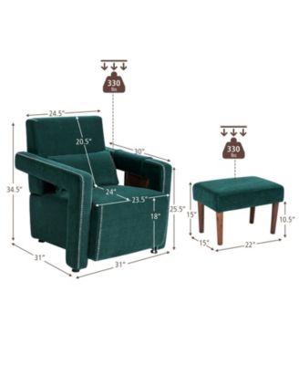 Modern Berber Fleece Single Sofa Chair with Ottoman and Waist Pillow