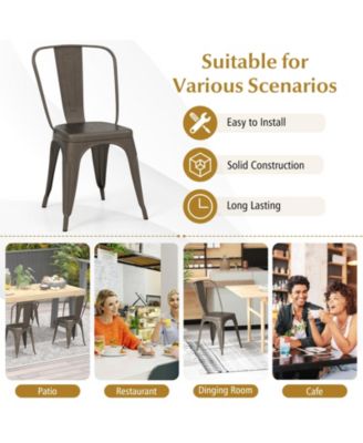 4 Pcs Modern Bar Stools with Removable Back and Rubber Feet-Gun