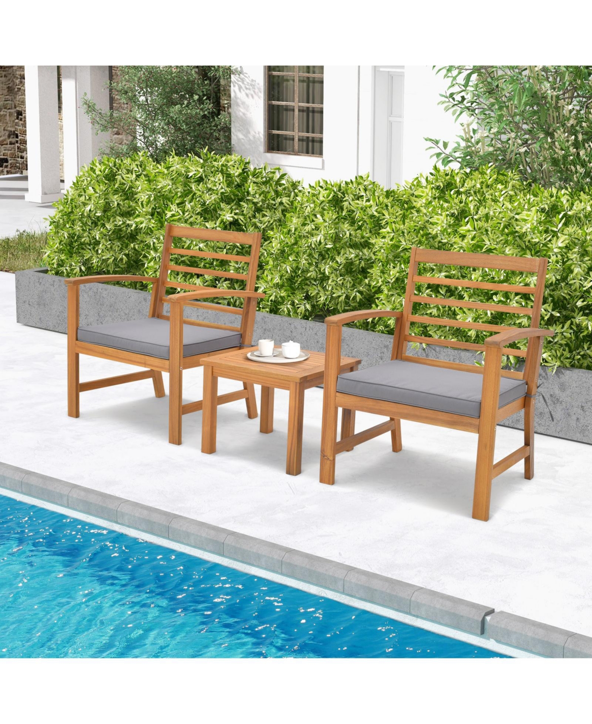 Gouun 3 Pieces Outdoor Furniture Set with Soft Seat Cushions