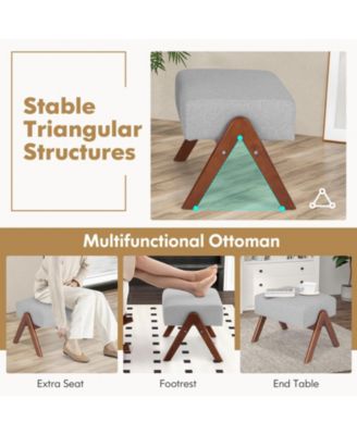 Rocking Chair with Ottoman, Solid Wood Frame and Padded Cushion