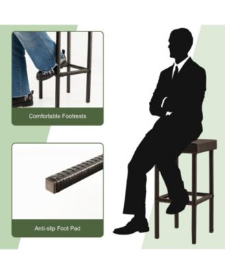 2 Pieces Patio Rattan Wicker Bar Stool Chairs