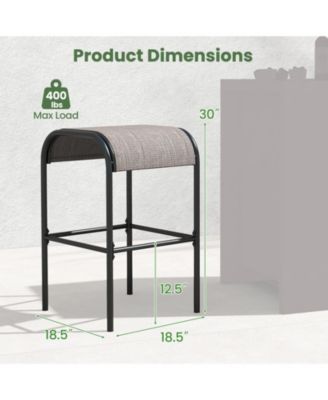 Set of 4 Patio Metal Bar Stools with Curved Fabric Seat-Set of 4