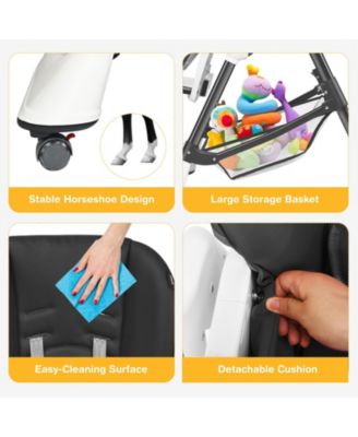 Boys A-Shaped High Chair with 4 Lockable Wheels