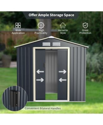 7 Feet x 4 Feet Metal Storage Shed with Sliding Double Lockable Doors