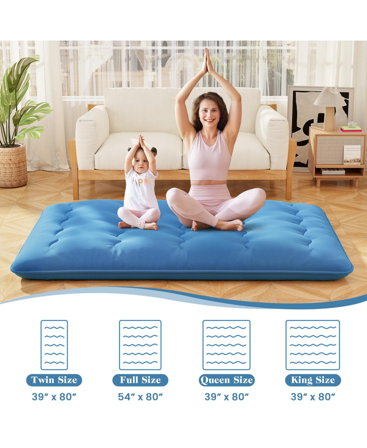 Gouun Foldable Futon Mattress with Washable Cover and Carry Bag for Camping-Full