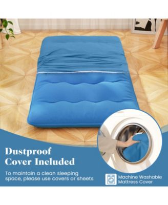 Foldable Futon Mattress with Washable Cover and Carry Bag for Camping-Twin Size