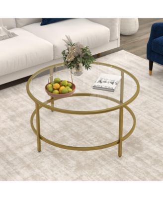 36 Inch Round Table with Tempered Glass Tabletop