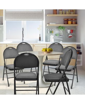 Set of 6 Folding Fabric Upholstered Metal Chairs