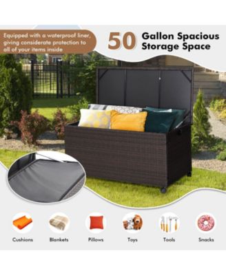 Outdoor Wicker Storage Box with Zippered Liner-50 Gallon