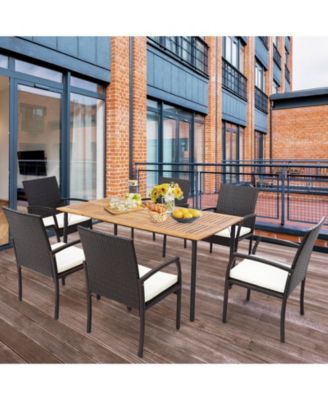 2 Pieces Patio Wicker Dining Armchair Set with Soft Zippered Cushion-Set of 2