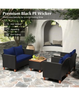 4 Pieces Outdoor Conversation Set with Storage Table