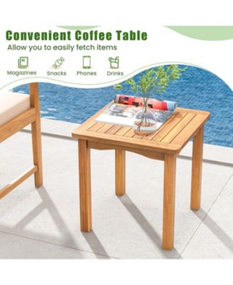 3 Piece Wood Patio Furniture Set with Seat Cushions and Acacia Wood Frame