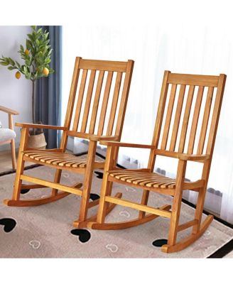 Indoor Outdoor Wooden High Back Rocking Chair