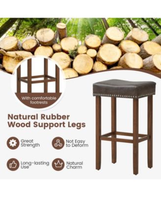 Upholstered Bar Stools Set of 2 with Footrests for Counter