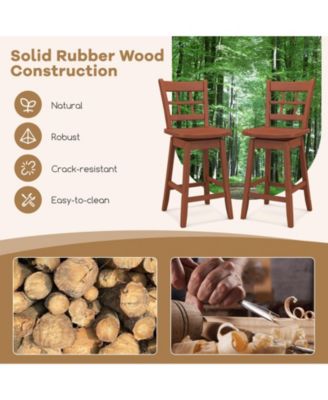 Counter Height Barstools Set of 2 with 6-Grid Hollow Back and Seat