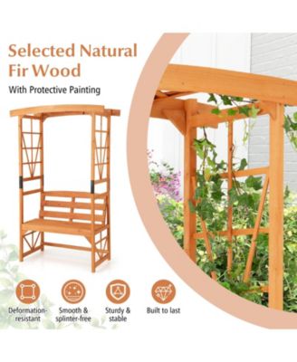 6.2 Feet Tall Patio Garden Arbor with Pergola and 2-Seat Bench for Garden Lawn Backyard Decoration