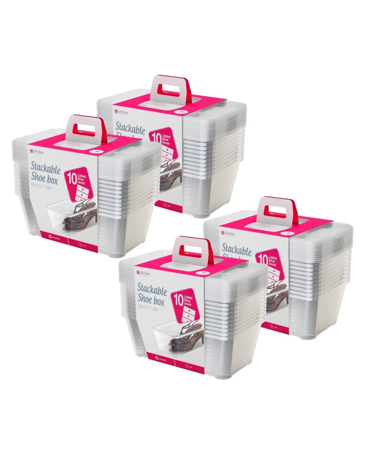 6L Shoe and Closet Storage Box Stacking Containers, Clear (40 Pack) - Clear