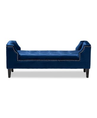 Perret Modern and Contemporary Royal Blue Velvet Fabric Upholstered Espresso Finished Wood Bench