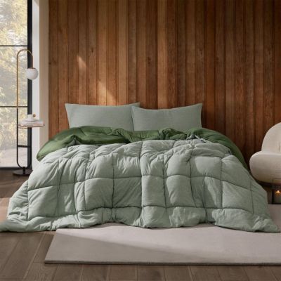 Sweater Weather Yoga - Oversized Comforter - Moss Gray Stripe, Queen