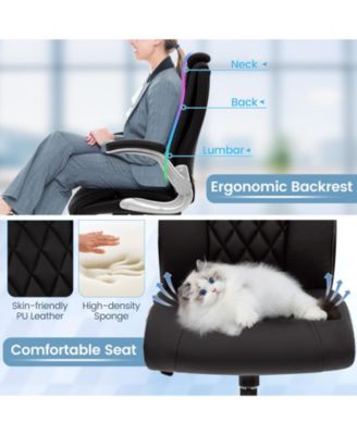 Modern Height Adjustable PU Leather Office Chair with Rocking Function