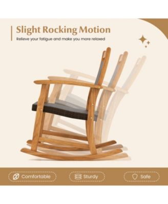 3 Pieces Acacia Wood Patio Rocking Chair Set with Side Table