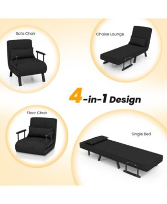 Folding 6 Position Convertible Sleeper Bed Armchair Lounge Couch with Pillow