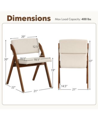 Set of 2 Folding Kitchen Dining Chairs with Rubber Wood Legs