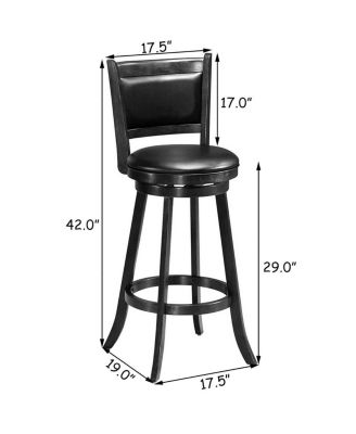 Set of 2 29 Inch Swivel Bar Height Stool Wood Dining Chair Barstool