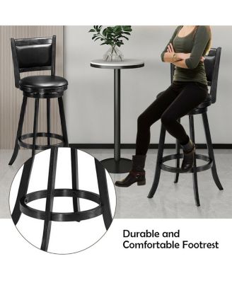 Set of 2 29 Inch Swivel Bar Height Stool Wood Dining Chair Barstool